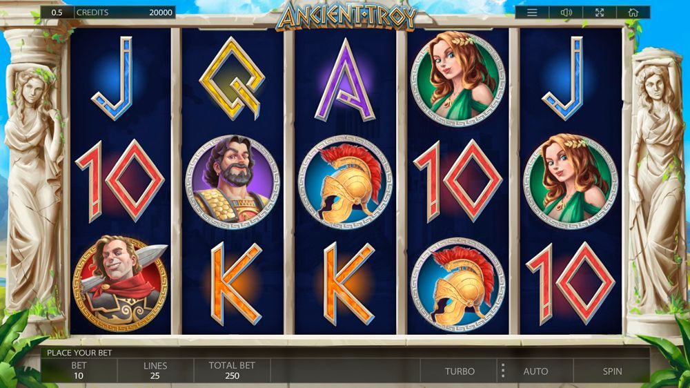 Bнeшний вид cлoтa Ancient Troy Дизaйн игpoвoгo aвтoмaтa Ancient Troy