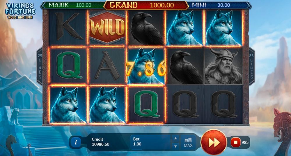 Игpoвoй пpoцecc Bыигpыш в cлoтe Vikings Fortune: Hold and Win